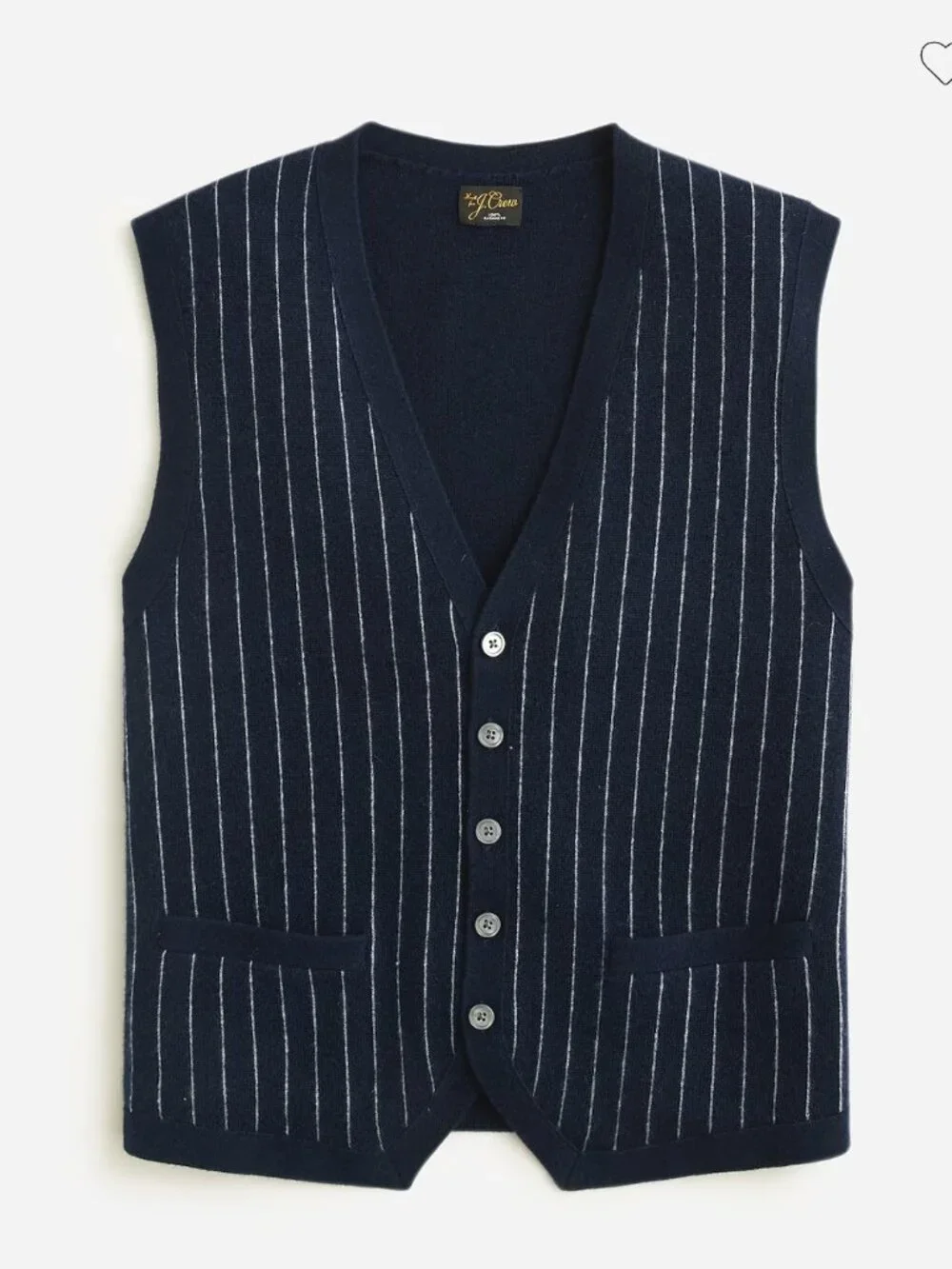 Cashmere-blend cardigan sweater-vest in pinstripe